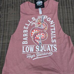 Barbells And Ponytails Crop "Snake" Racer Crop Tank Top Sz S NEW